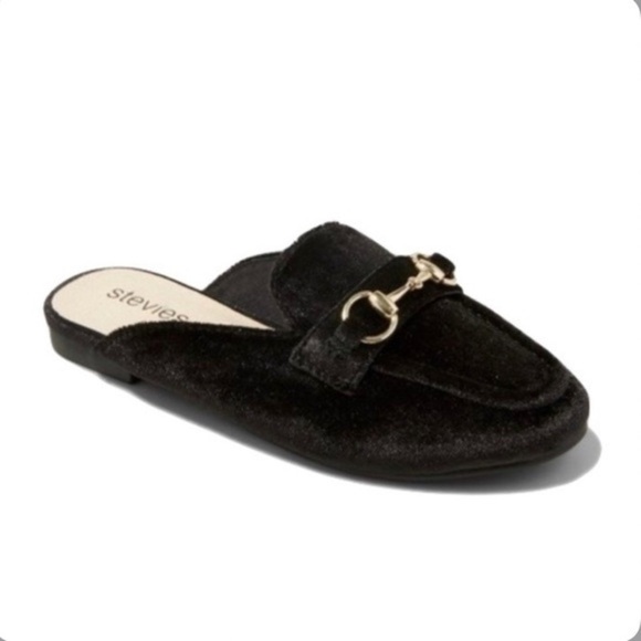 Nwot stevies girls black velvet loafer slides - Picture 1 of 13